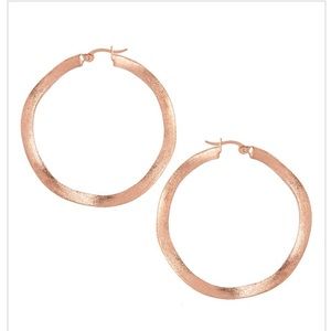New!!! Wavy Rose Gold Satin 1.5" Hoop Earrings